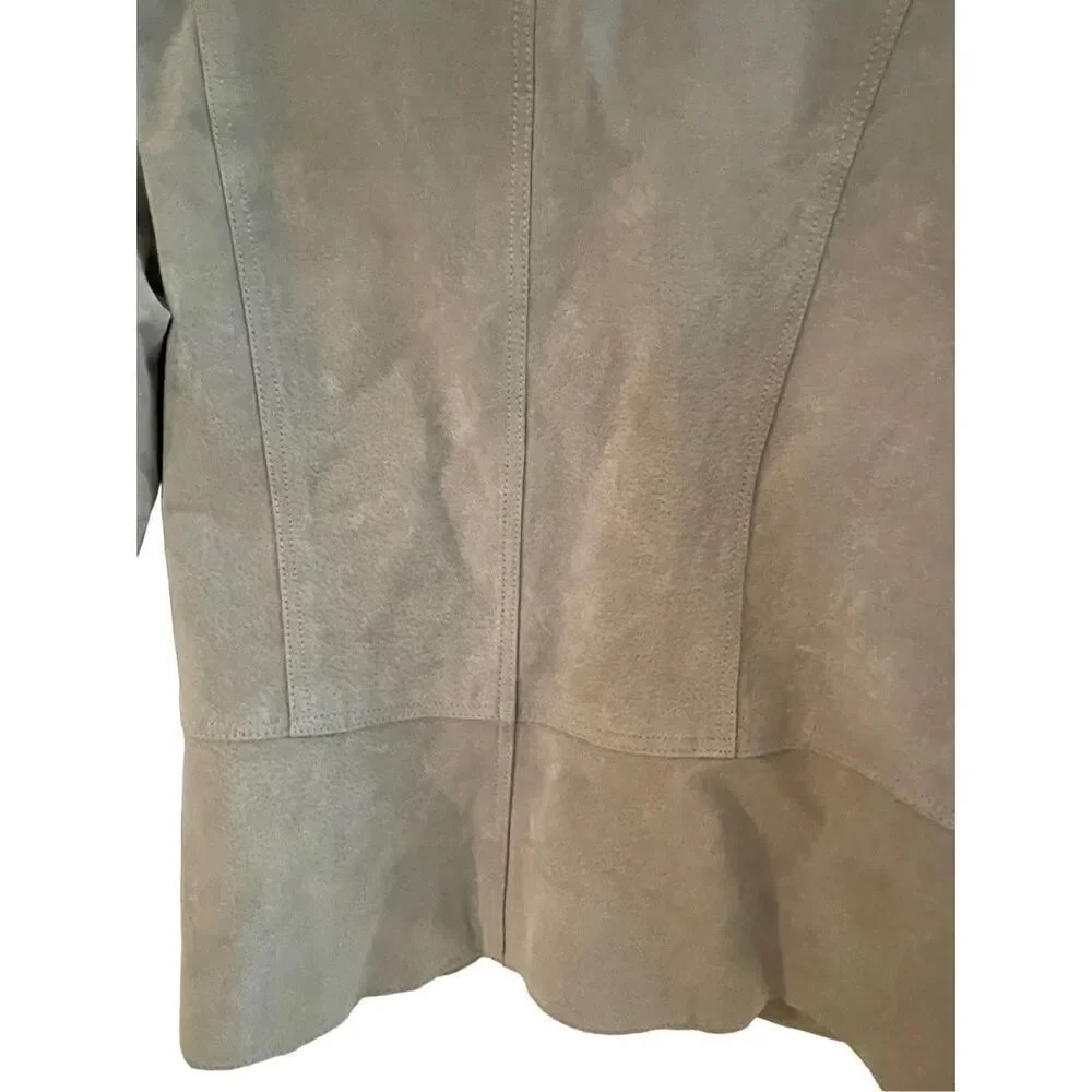 Chico's Womens Gray Leather Button Front Blazer Jacket Size 3